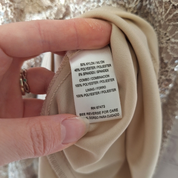 NWT $90 J. Taylor Lace Sequin Cocktail Dress, Size 12, Taupe/beige - Picture 10 of 11